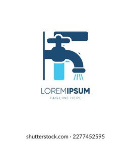 Letter F Initial Water Faucet Logo Design Vector Icon Graphic Emblem Illustration