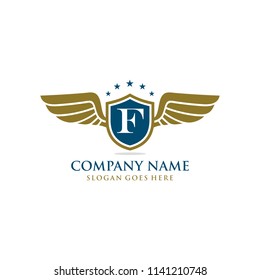 Letter F initial wing logo design