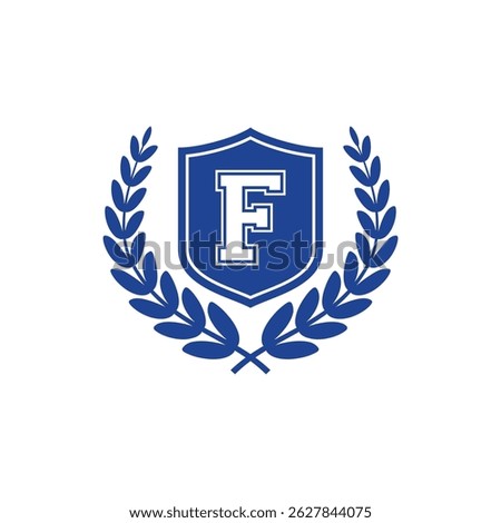 Letter F Inside Shield and Laurel wreath Logo 001
