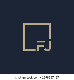 letter F J Logo design with square frame line. business consulting concept. studio, room, group icon. - vector