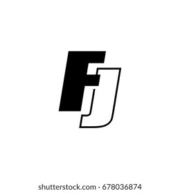 letter F and J logo overlapping black negative