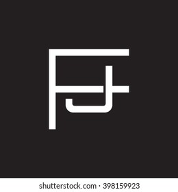 letter F and J monogram logo white black background