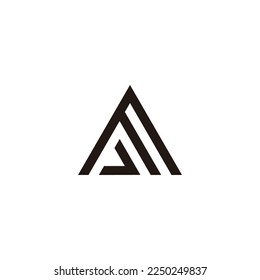 Letter F and J triangle geometric symbol simple logo vector