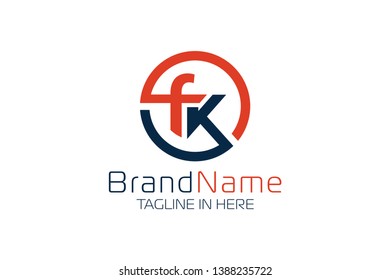 Letter F and K logo forming with circle shape in red color