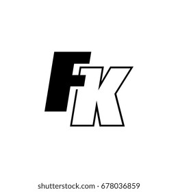 letter F and K logo overlapping black negative