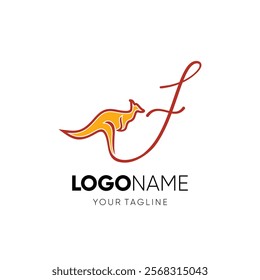 Letter F Kangaroo Logo Design Vector Icon Graphic Emblem Illustration