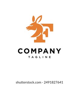Letter F Kangaroo Logo Icon Vector