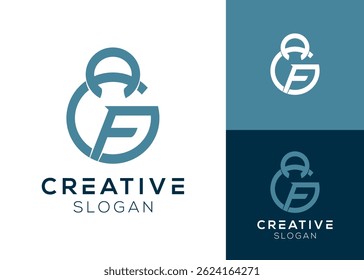 Letter F with kettlebell logo design for fitness and weight equipment