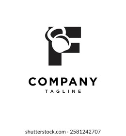 Letter F Kettlebell Logo Icon Vector