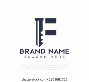 Letter F key logo vector templates 