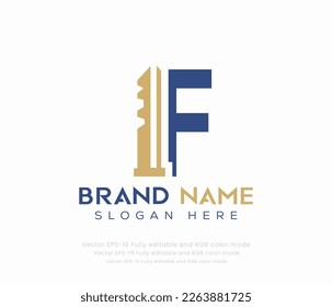 Letter F key logo vector templates 