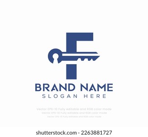 Letter F key logo vector templates 