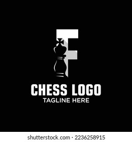 Letter F King of Chess Logo Design Template Inspiration, Vector Illustration.