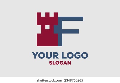 letter F kingdom digital style vector logo design