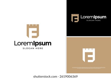 Letter F kingdom shield logo vector design template