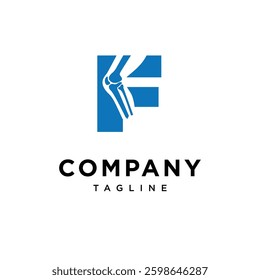 Letter F Knee Surgery Bone Logo Icon Vector