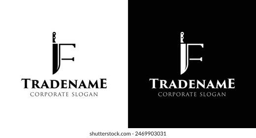 Letter F Knife Logo, for Culinary Brands, Knifemakers, and Chefs