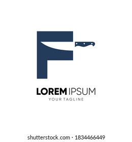 Letter F Knife Logo Design Vector