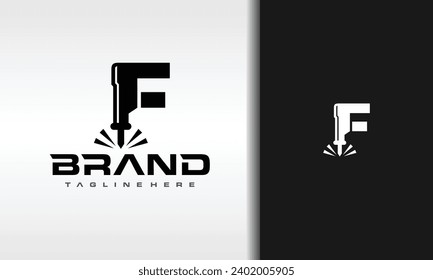 letter F laser metal logo