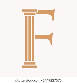 Letter F Law Logo Concept With Pillar Symbol