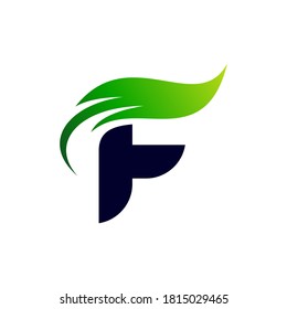 letter F and leaf for business logo design