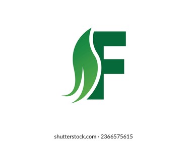 letter F with leaf concepts, F logo template, letter F icon, nature logo template