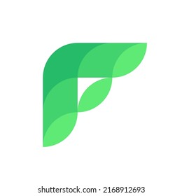 Letter F leaf green abstract logo design