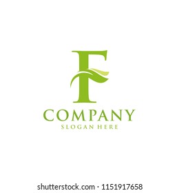 Letter F leaf initial logo