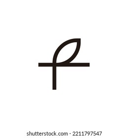 Letter f leaf, line geometric symbol simple logo vector