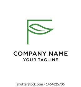 letter F leaf logo design template