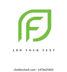 letter F leaf logo design & illustration vector art 
