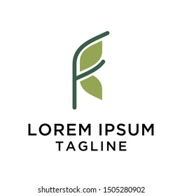 Letter F Leaf Logo Design Template