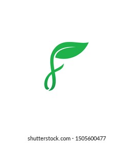Letter F and leaf logo design vector template