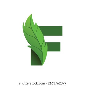 vector de diseño de logotipo F leaf