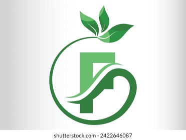 Letter F Leaf Logo Design  Vector letter template design for brand.