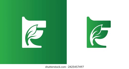 Letter F Leaf Logo Design Vector