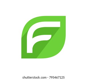 Letter F leaf logo design template