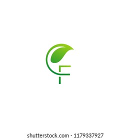 Letter F Leaf Logo, Natural Icon Design