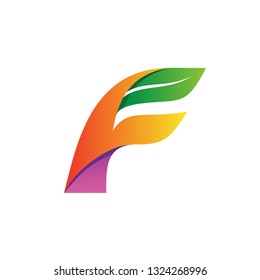 Letter F and Leaf Logo Vector