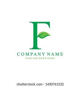 Letter F with leaf logo vector