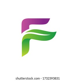Letter f leaf logo in vector