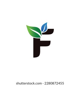 Letter f leaves logo design