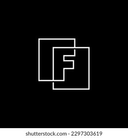 Letter F Lettermark Initial Overlapping Outline Square Logo Vector Icon Illustration