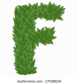 letter F. letters of the alphabet from the leaves