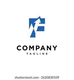 Letter F Line Chart Logo Icon Vector