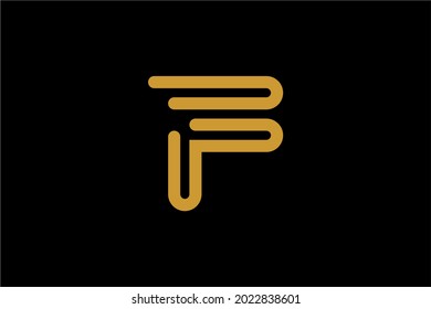 Letter F line logo design vector. Monogram F type abstract symbol.
