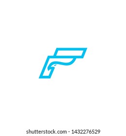 
letter F line logo with eagle head shape