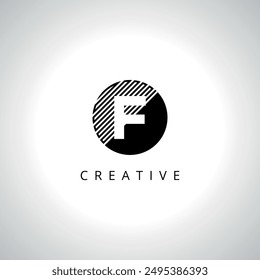 Letter F Line Logo Icon with Elegant Circle Vector Design.