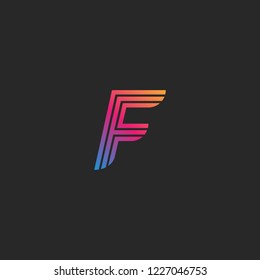 Letter F linear logo monogram design template, modern gradient color initial emblem