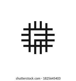 Letter F in linen webbing logo template